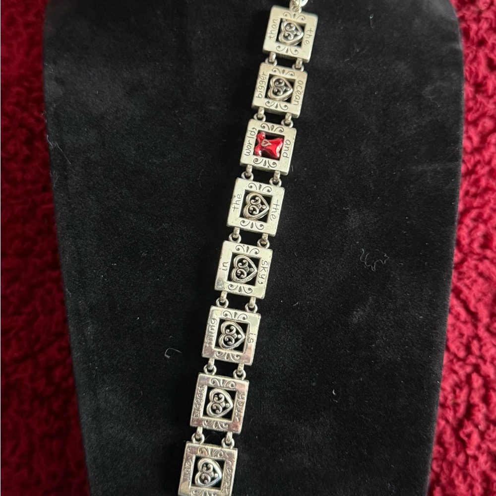 Elegant Silver and Red Women's Bracelet